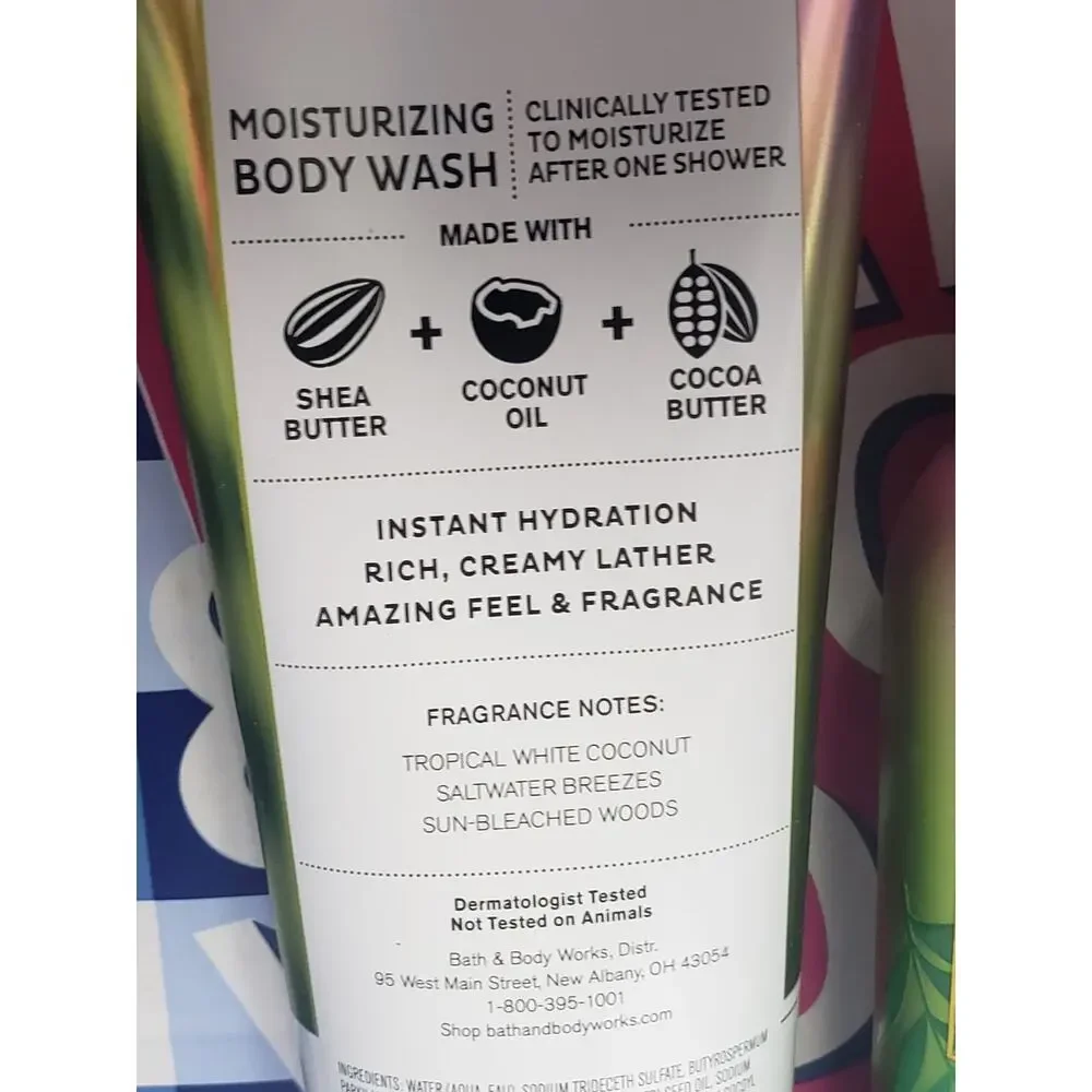 BBW Waikiki Beach Coconut • Body Wash Glow Lotion & Scrub Body Care Bundle